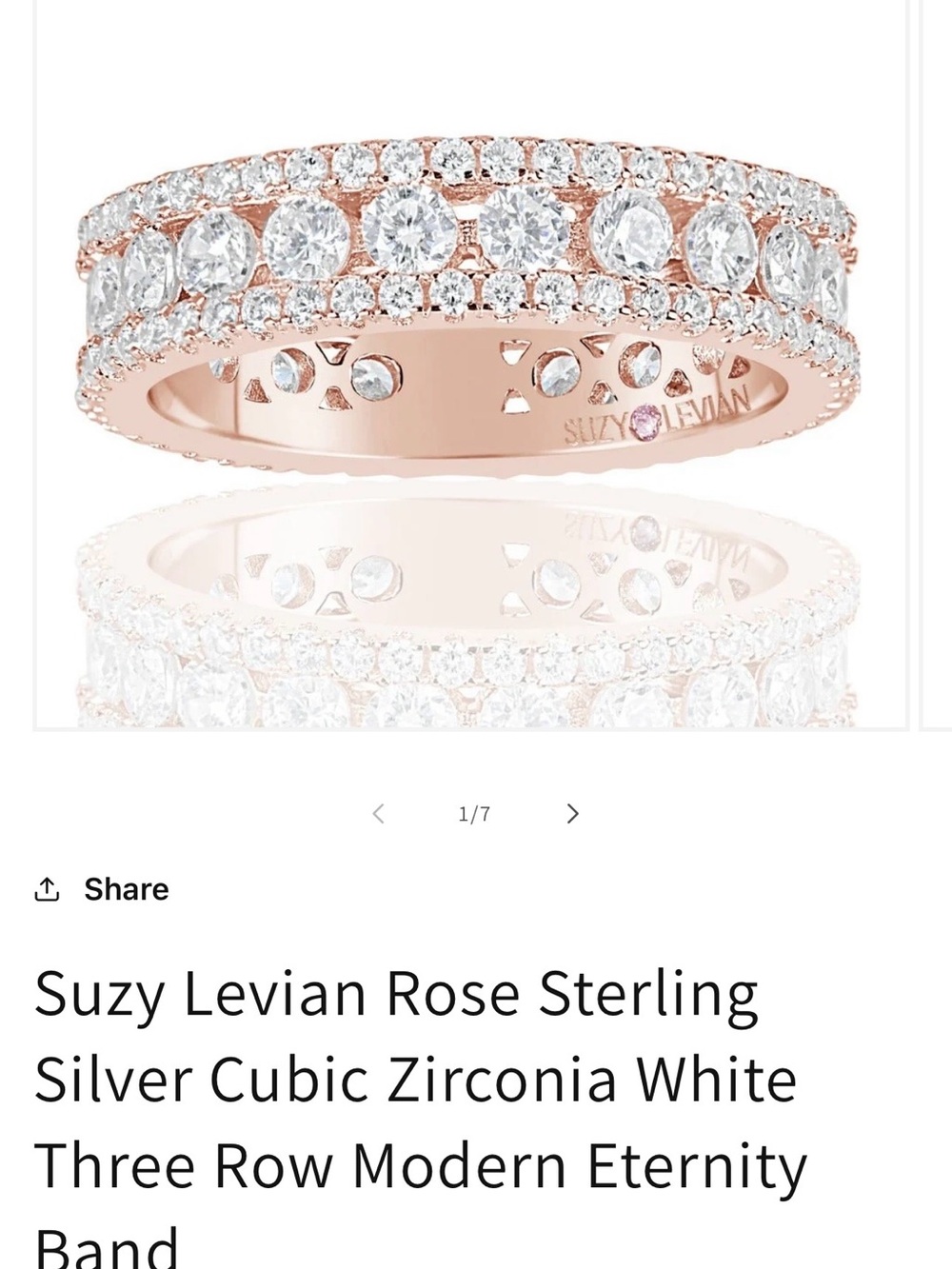 Levian Rose Gold and White Three-Row Eternity Band
